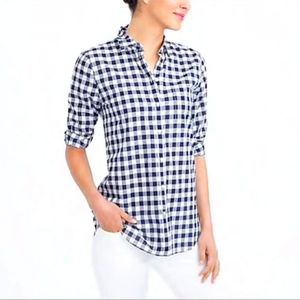 J Crew Button Down Blue Checkered Shirt